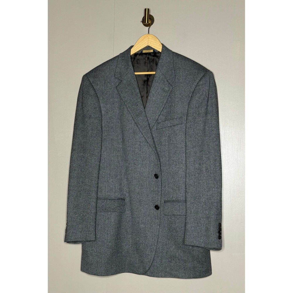 100% Lambswool Brooks Brothers 44L Herringbone Blazer Made in Italy